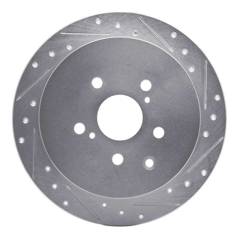 Lexus RX450h Brake Rotor (1) - Rear Right - R1 Concepts - Drilled & Slotted - Silver - `10-`20